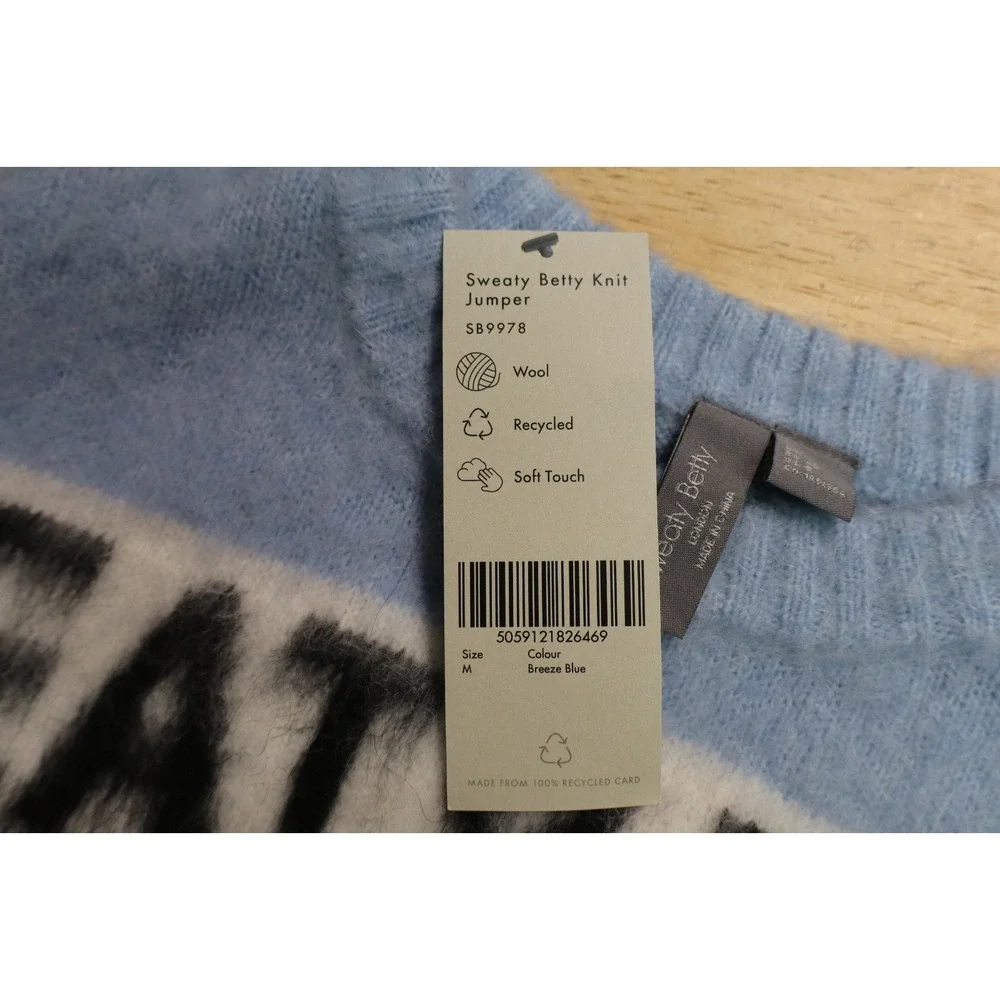 Vintage Sweaty Betty Sweater Womens‎ Size 8 Knit Jumper Alpaca Wool Blue Short